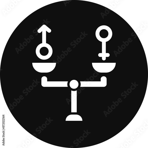 Gender Equality Glyph Black Circle Icon