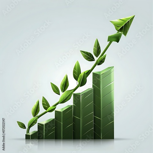 Green Leaves Growing on Bar Chart Illustration photo