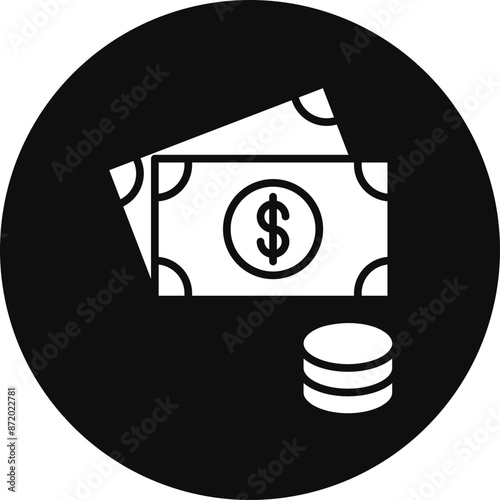 Fotografie Cash Money Glyph Black Circle Icon