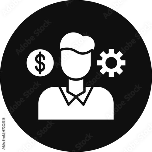 Entrepreneur Glyph Black Circle Icon