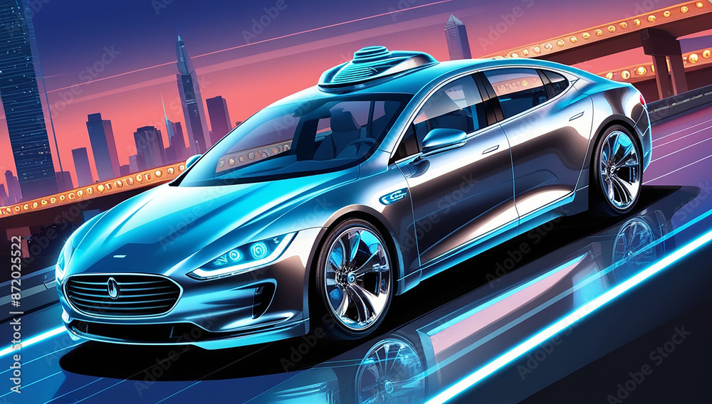 Self-driving car vector illustration Self-driving car vector illustration