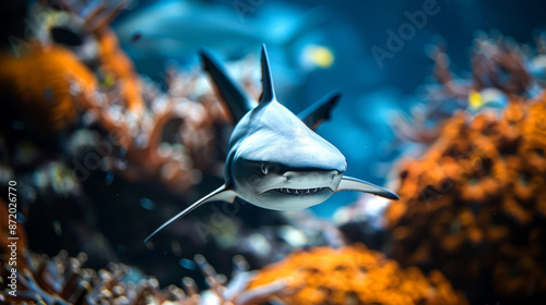 Fototapeta Naklejka Na Ścianę i Meble -  closeup  shark in coral reef on ocean