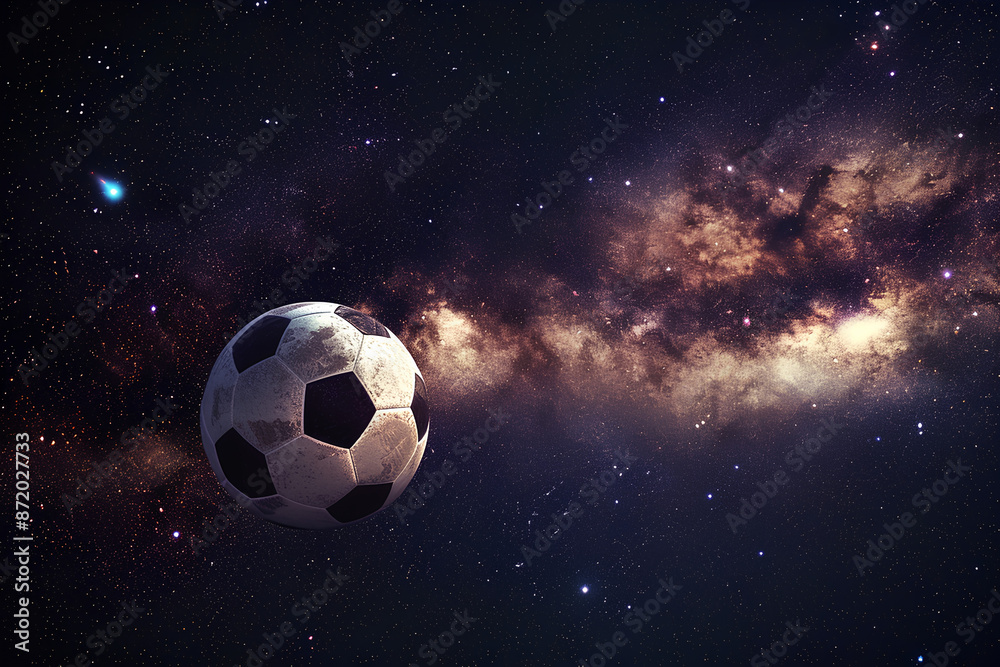 Fototapeta premium a soccer ball floating in space