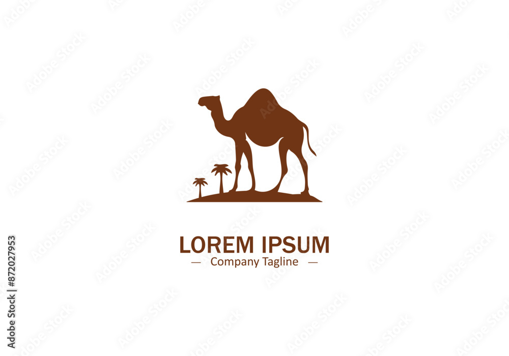 Camel logo, camel animal icon, arabian camel vector with small two trees Camel logo, camel animal icon, arabian camel vector with small two trees