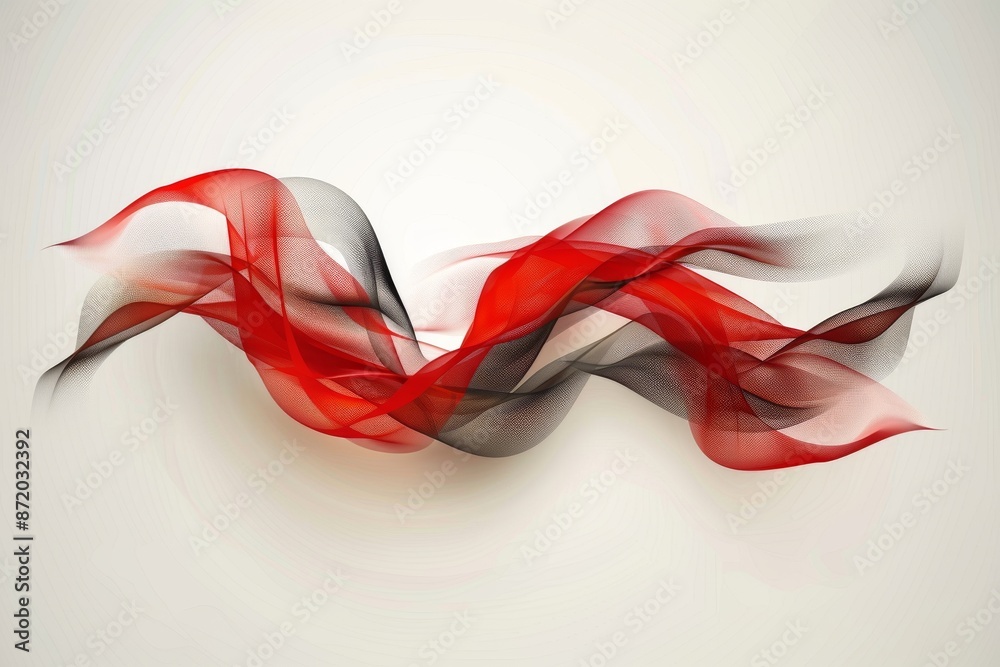 Fototapeta premium Flowing abstract waves with black and red hues representing creativity and elegance in a dynamic artistic setting