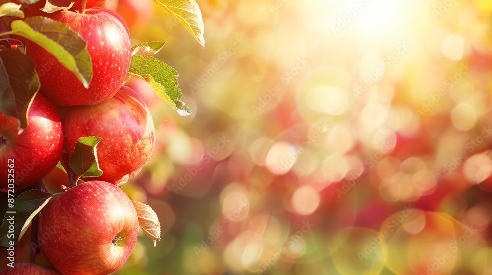 copy space, stockphoto, view on an orchard with red apples. Healthy food concept. Fruit with vitamines and antioxidants. Tasty fresh apples hanging on a tree in a apple orchard. copy space, stockphoto, view on an orchard with red apples. Healthy food concept. Fruit with vitamines and antioxidants. Tasty fresh apples hanging on a tree in a apple orchard.