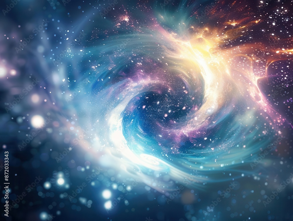 Fototapeta premium cosmic energy visualization depicting the interconnectedness of consciousness and the universe swirling patterns of light and color represent the flow of life force and spiritual energy