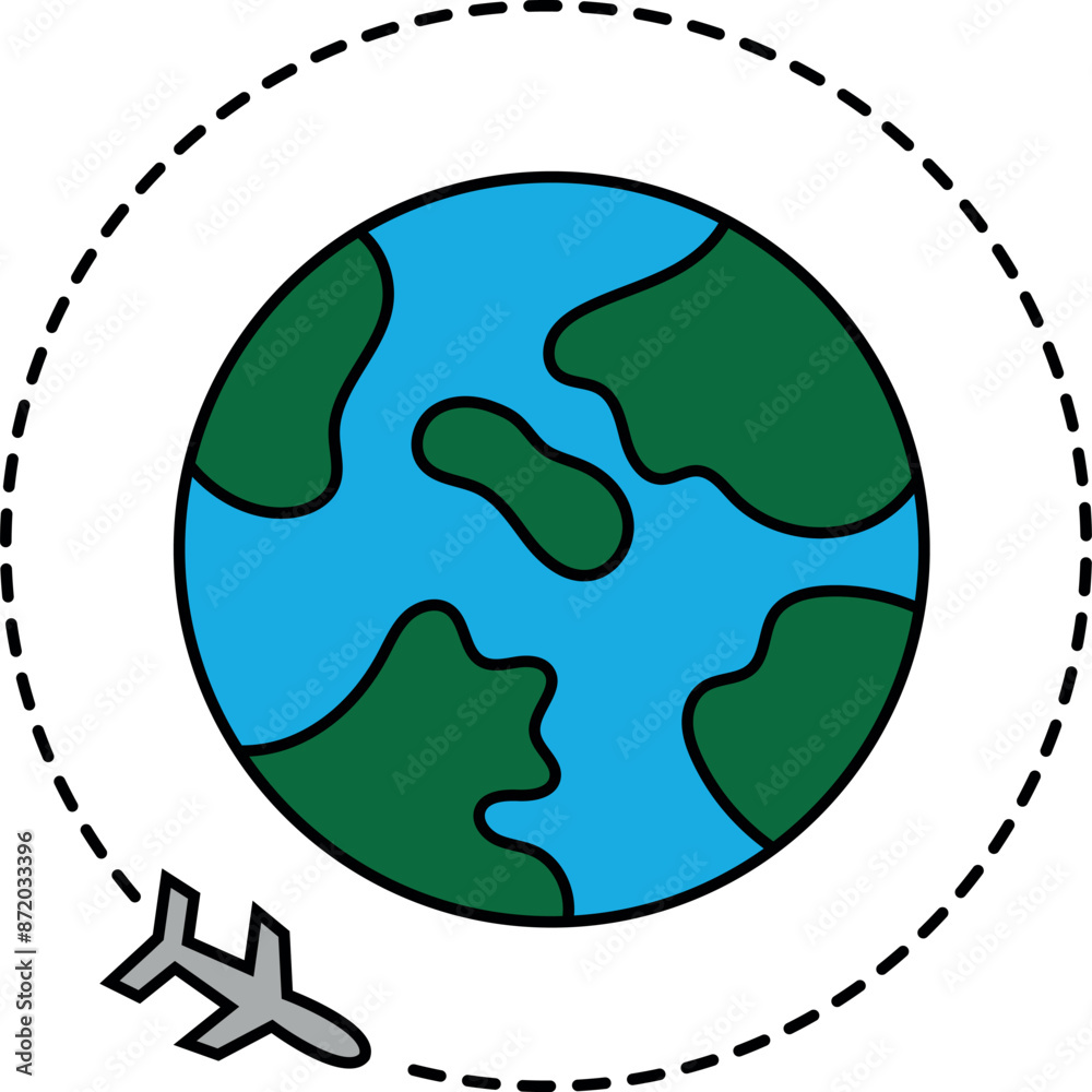 Plane Travel Around the World Icon Plane Travel Around the World Icon