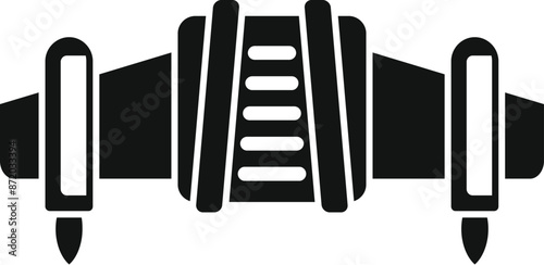 Black solid icon of a turbojet engine with afterburner, representing aerospace propulsion technology