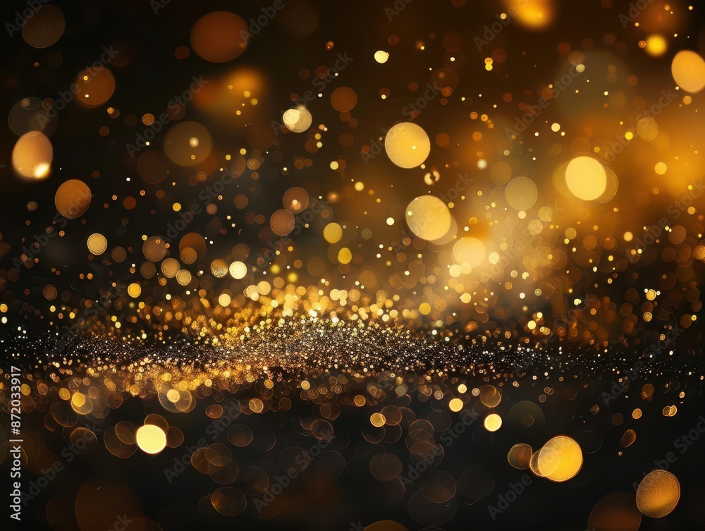 dark background with floating gold glitter particles soft focus creates dreamy bokeh effect luxurious festive atmosphere subtle light rays add depth dark background with floating gold glitter particles soft focus creates dreamy bokeh effect luxurious festive atmosphere subtle light rays add depth