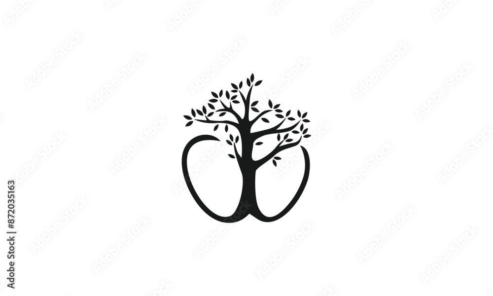 Combination vector logo of Tooth and tree Combination vector logo of Tooth and tree