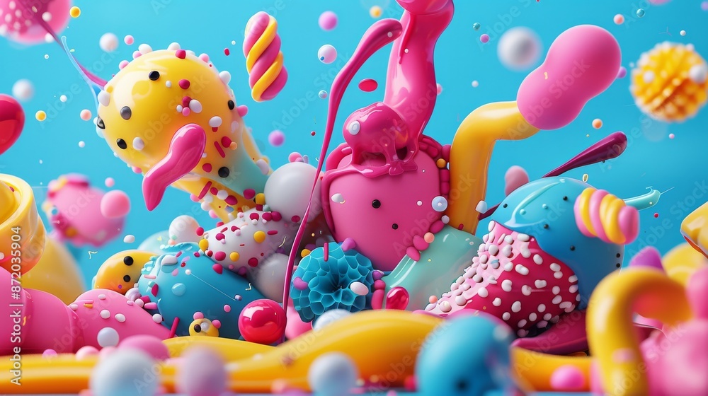 Vibrant 3D Abstract Art with Playful Shapes and Bright Colors - Lively Background Wallpaper Vibrant 3D Abstract Art with Playful Shapes and Bright Colors - Lively Background Wallpaper