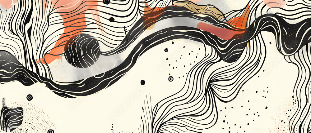 Fototapeta premium Organic Flow Abstract Illustration with Intricate Line Patterns