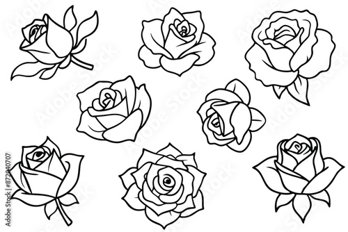 Rose Flower Line Art Elegant floral renditions with finesse