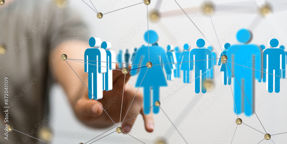 Global network. Blockchain. 3D illustration. Neural networks and artificial intelligence. Abstract