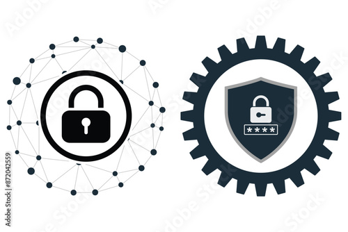 Cyber security concept with smartphone, the safety sign in cyber and social media