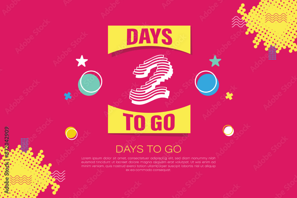 Naklejka premium Two Days To Go Badges and Stickers. 2 Days Countdown left days banner. Number Count To Go Label Template for Promotion, Sale, Web, Poster, Banner, Flyer