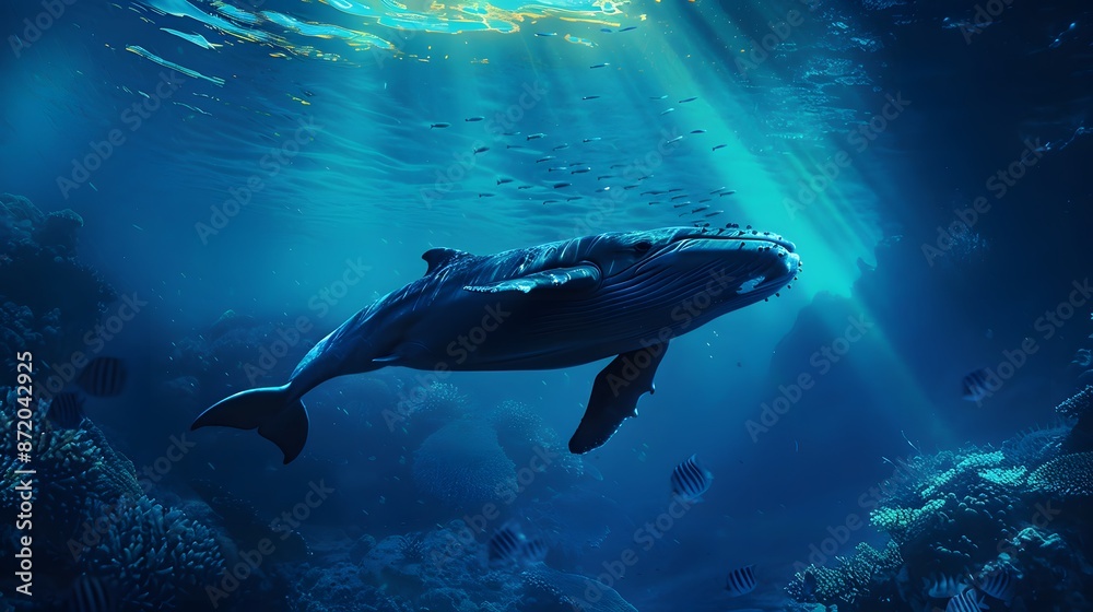 Underwater animal swimming in deep blue sea tropical reef beauty. Underwater animal swimming in deep blue sea tropical reef beauty.
