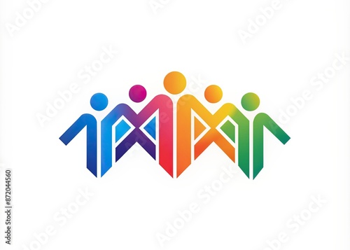 Modern team logo design wordmark. Abstract people family together human unity shapes logo design in letter m graphic vector illustration. Symbol, icon, creative.