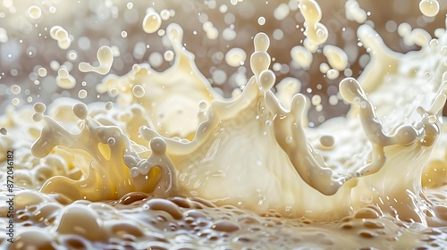 A close up of milk splashing in a bowl. photo