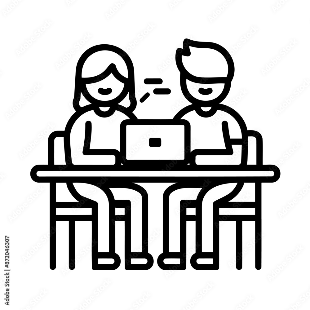 Two People Collaborating on Laptop Two People Collaborating on Laptop