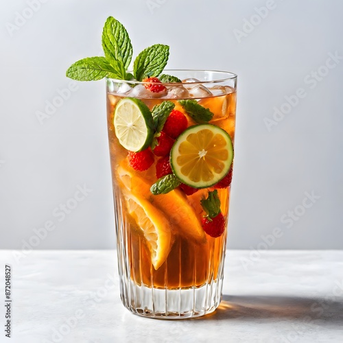 Close-Up Shot of Refreshing Pimm's Cup Cocktail photo