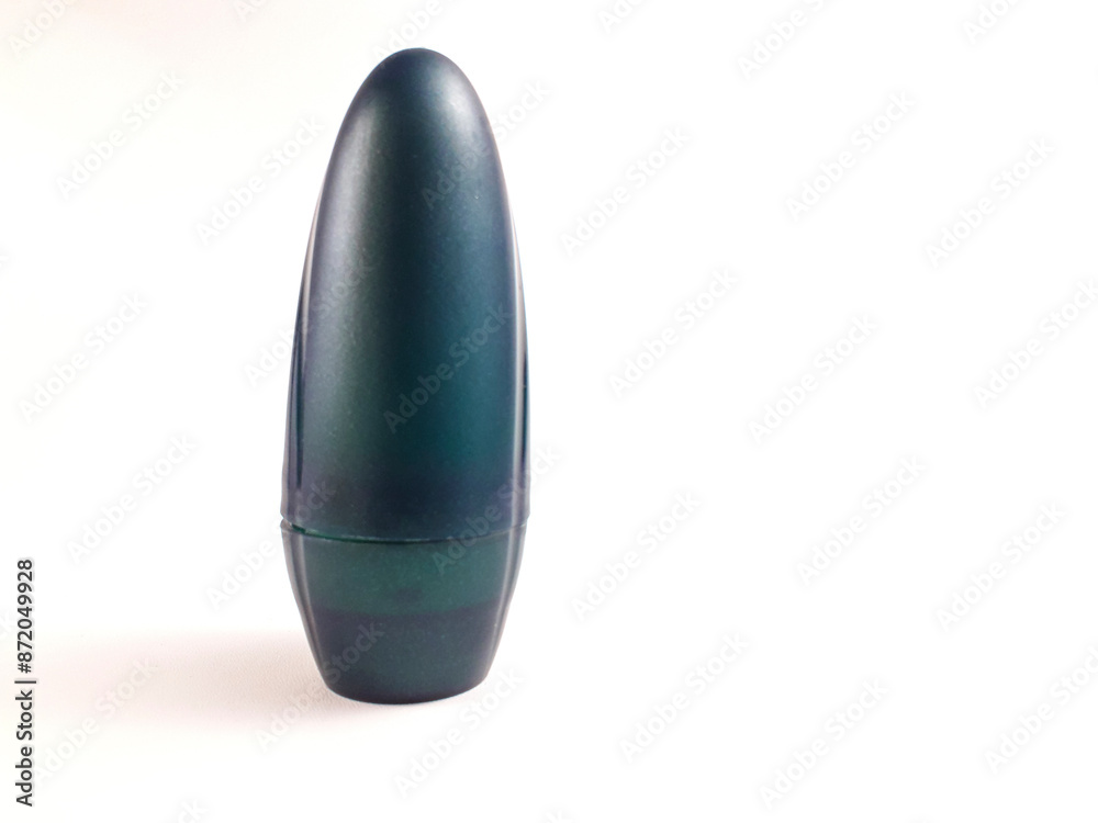 Pearl green plastic roll on bottle isolated on white background. Roll on deodorant packaging Pearl green plastic roll on bottle isolated on white background. Roll on deodorant packaging