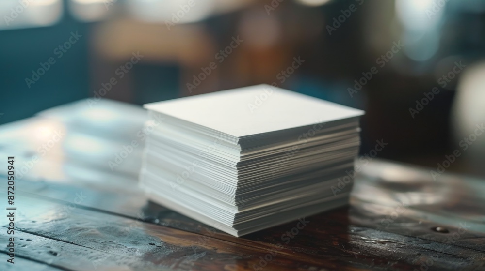 Stack of Blank Papers on Wooden Table. Stack of Blank Papers on Wooden Table.