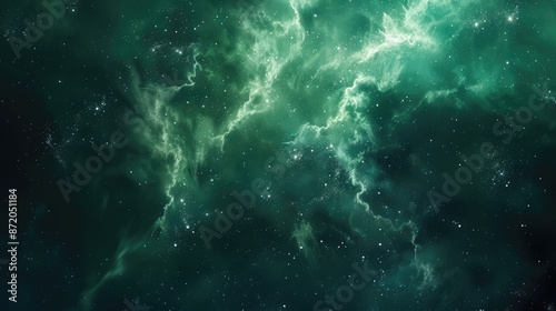 Space-themed background featuring a green nebula cloud, perfect for astronomical and fantasy designs © Lcs