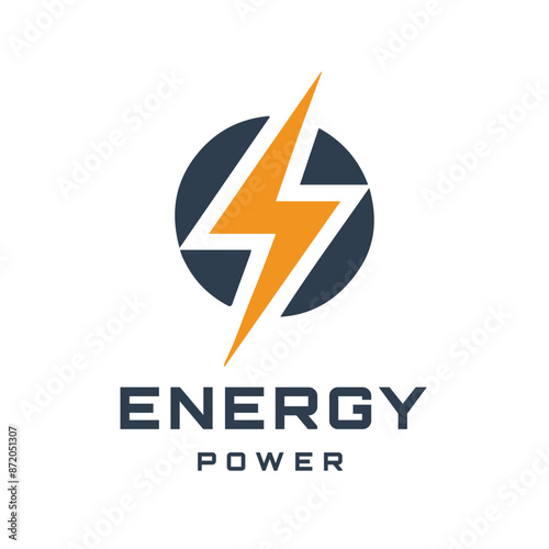 The orange Lightning symbol is placed inside a circle. This design is suitable for companies operating in the field of energy, electric power technology, or renewable energy solutions.