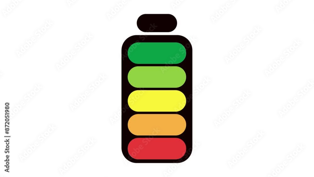 Battery Charging Animation: From Low Red to Full Green.
Battery Charging Animation: From Low Red to Full Green.