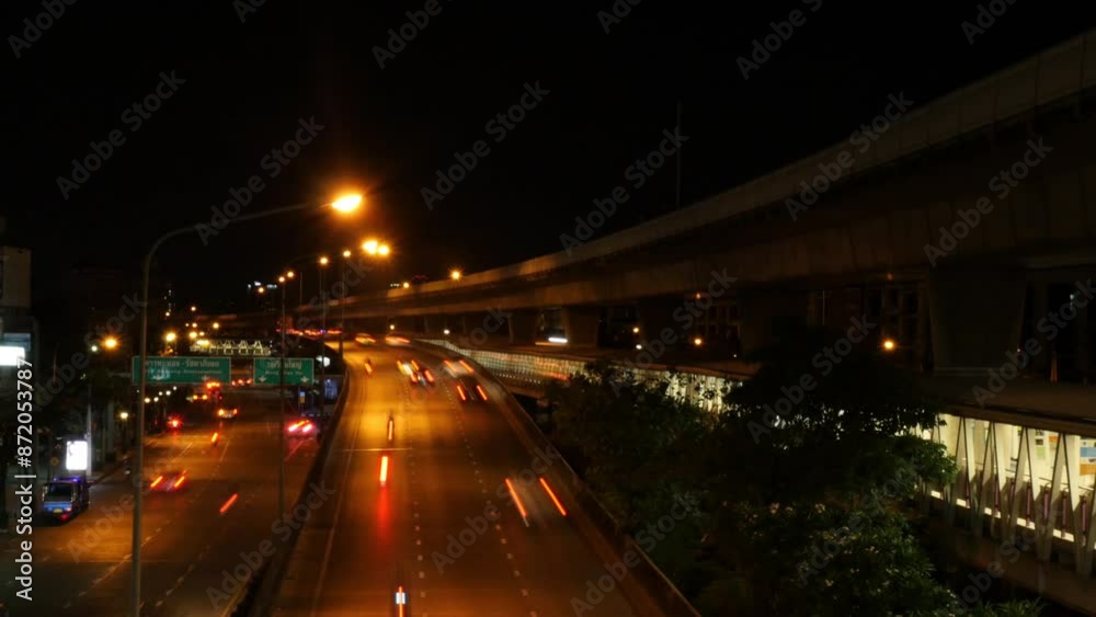 Transport timelapse in central bangkok at night in thailand Transport timelapse in central bangkok at night in thailand