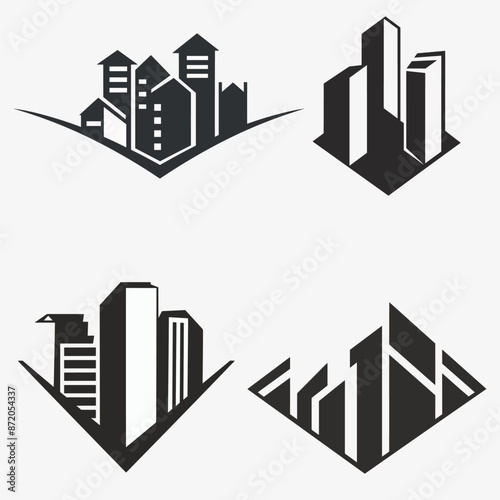 Building skyline silhouette logo,  vector illustration