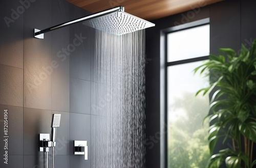 Futuristic bathroom interior with shower 
