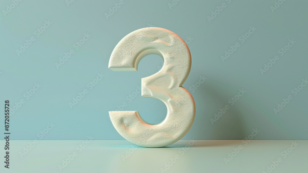 Number three on a clean, neutral background Number three on a clean, neutral background
