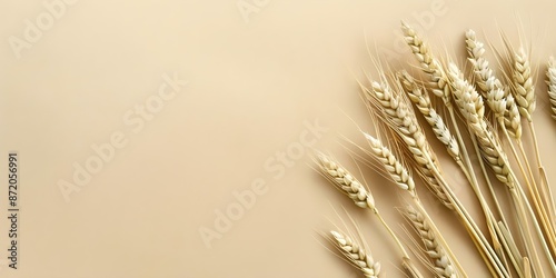 Biblical parable of wheat and weeds with beige background and copyspace. Concept Biblical Parable, Wheat and Weeds, Beige Background, Copyspace
