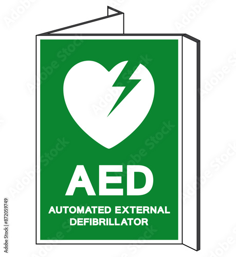 AED Automated External Defibrillator Symbol Sign, Vector Illustration, Isolate On White Background Label .EPS10