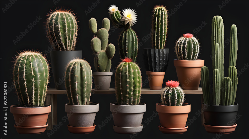 set of indoor cactus in pot set of indoor cactus in pot