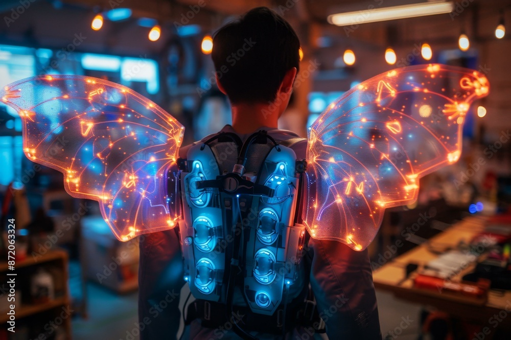 Futuristic Angel Wings, High-Tech Backpack Futuristic Angel Wings, High-Tech Backpack
