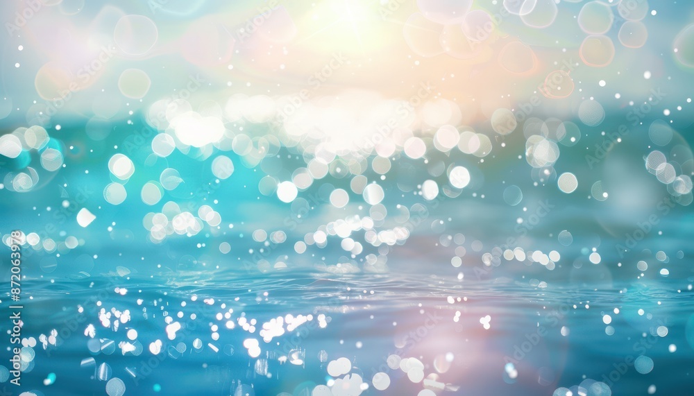 Water surface with sparkling, sunlit bokeh effect and vibrant hues