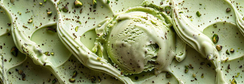 Fototapeta premium Pistachio ice cream close-up for background