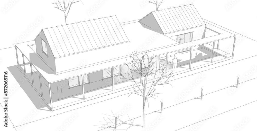 traditional residential architecture 3d illustration traditional residential architecture 3d illustration