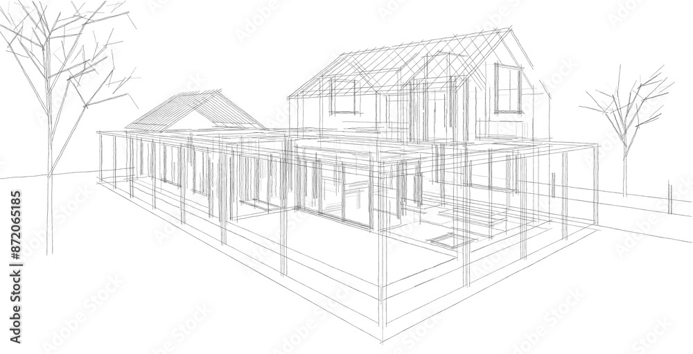 traditional residential architecture 3d illustration traditional residential architecture 3d illustration