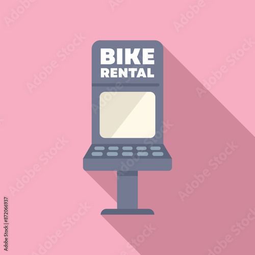 Bike rental terminal standing outside offering bicycle rent service for tourists and citizens