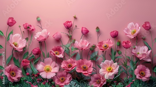Wallpaper Mural Vibrant Pink Tulips, Potted Flowers, Floral Wall Decoration Torontodigital.ca