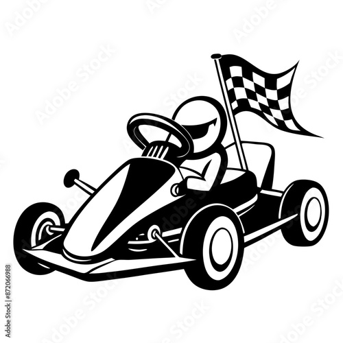 Go kart silhouette vector illustration 