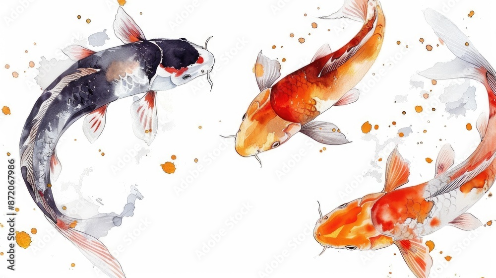 Obraz premium Koi fish on white background
