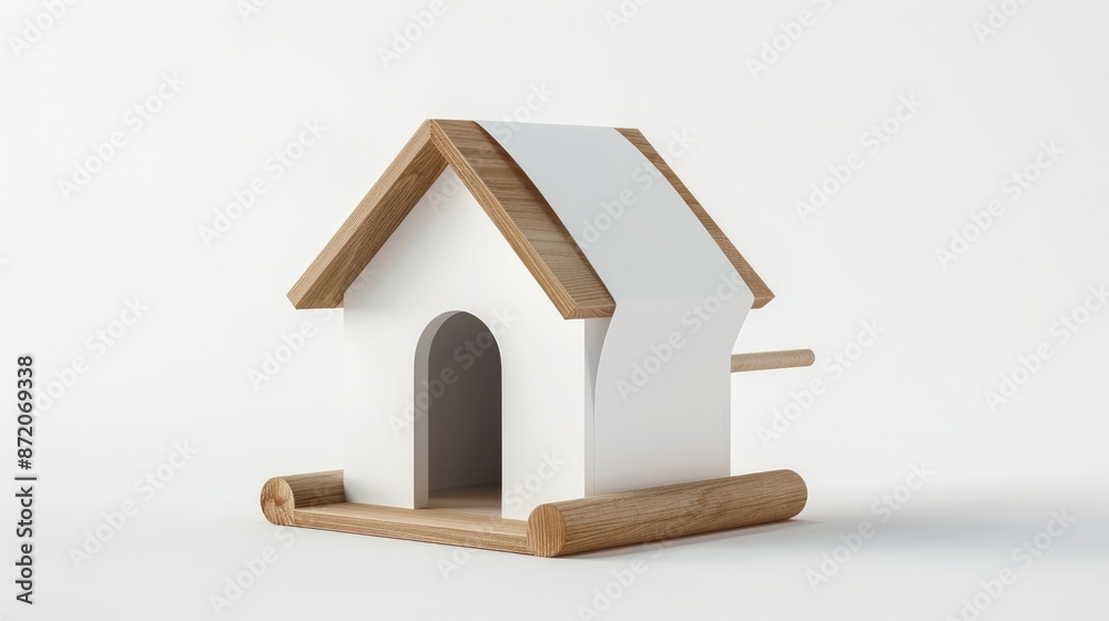 Paper holder in the shape of a house on white background
