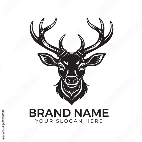 Minimalist Deer Head Logo Vector