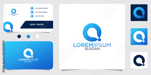 collection of abstract letter Q initials with gradient colors, logo design business card template